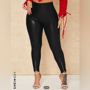 High waisted leather pants L
